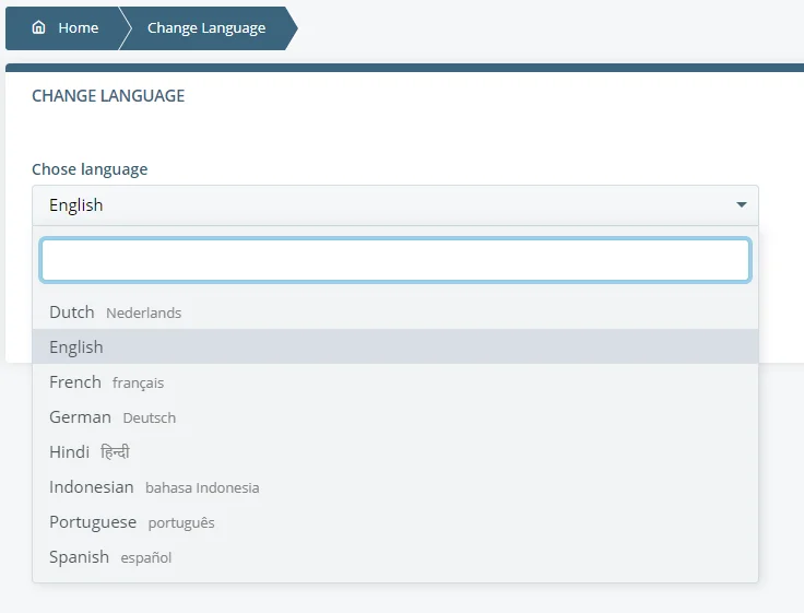 Multi-Language Support in SPanel Multi-Language Support in SPanel, Choosing a Language for SPanel’s Admin Interface 2
