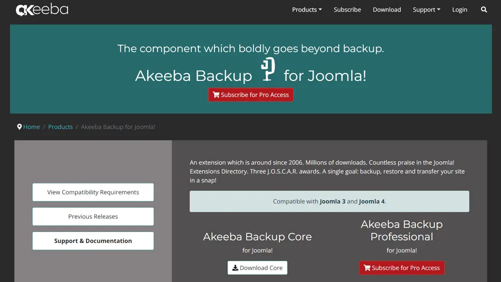 Top 5 Joomla Backup Plugins, Akeeba Backup