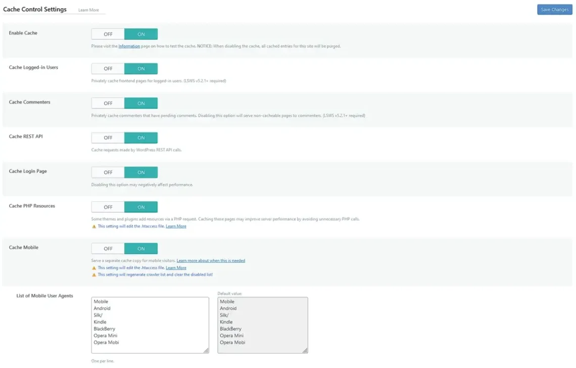 LiteSpeed Cache WordPress: Speed Guide, Advanced Caching Options in LiteSpeed Cache