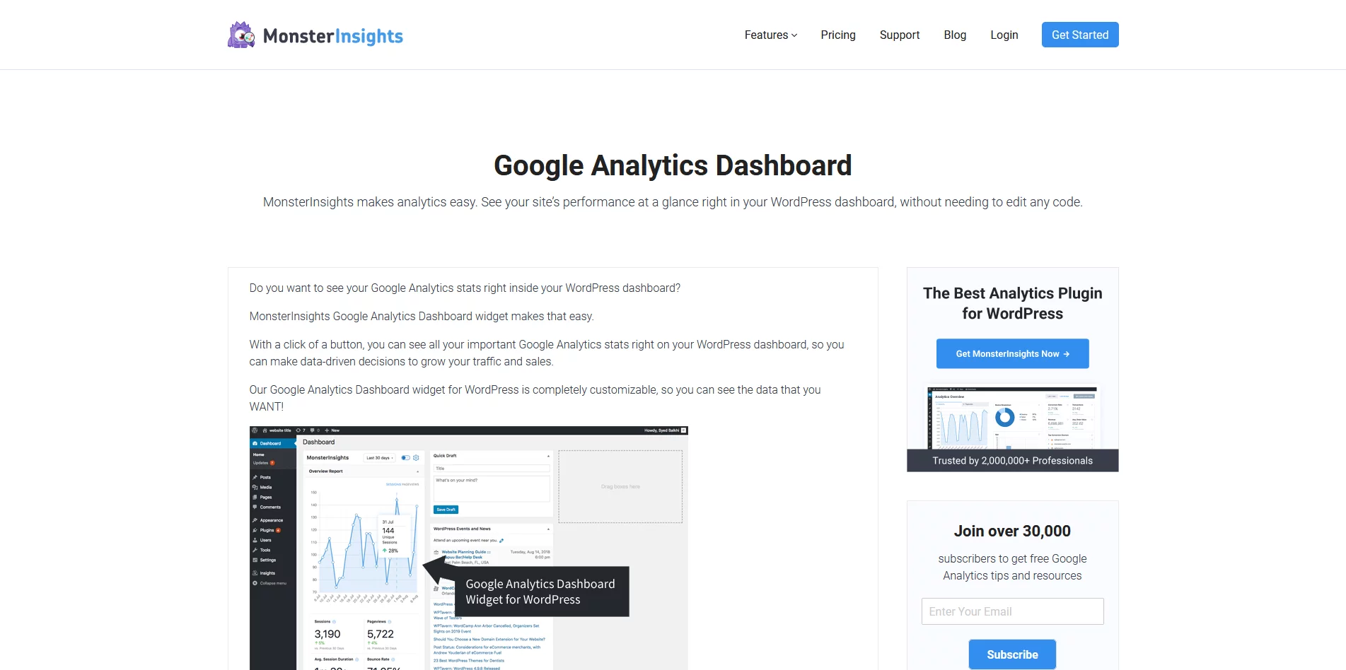 Top WordPress Plugins of 2025, 15. Google Analytics Dashboard by MonsterInsights