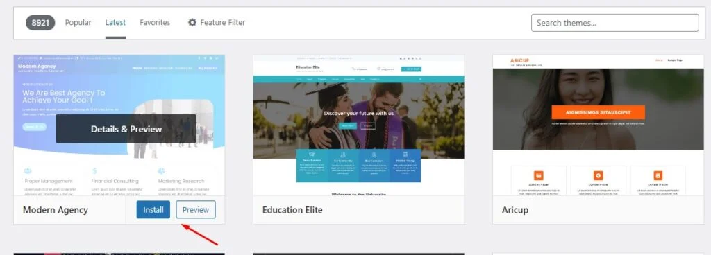 How to Find Out the WordPress Theme of a Website?, Installing a WordPress Theme via the Dashboard 4