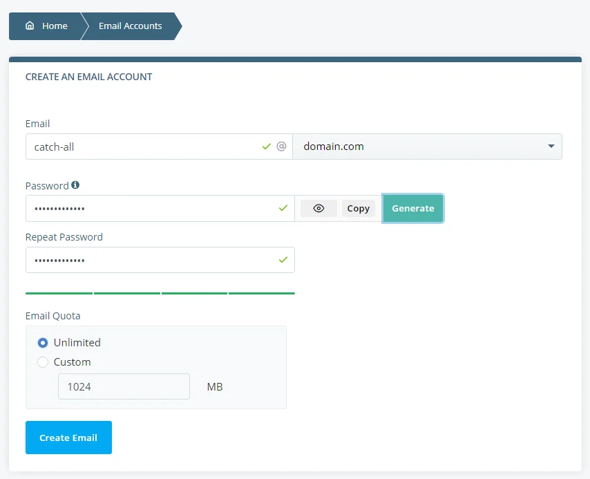 Set Catch-All Email in SPanel Guide, Setting a catch-all email address in SPanel 2
