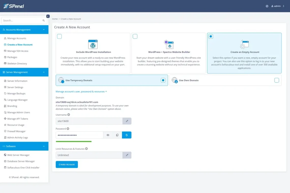 Multiple Websites Hosting, Technical setup