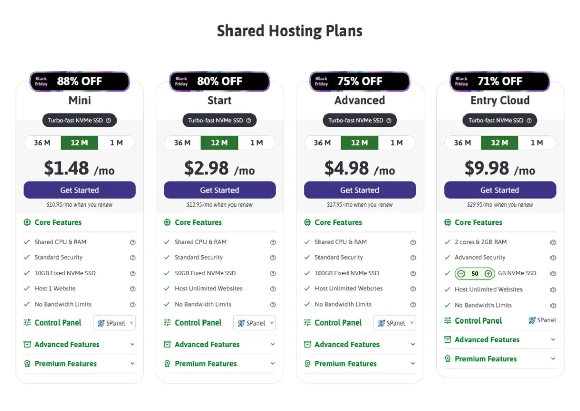 Black Friday Web Hosting 2025, Black Friday Shared Hosting Deals (Up to 88% Off)