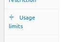 Coupons, Usage Limits tab