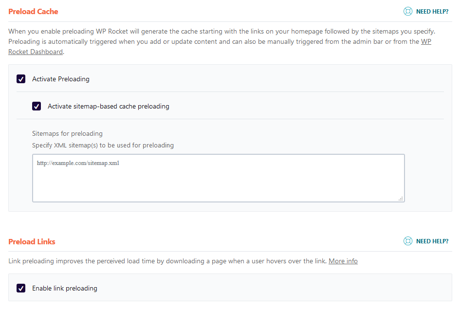WP Rocket: Boost WordPress Speed (Full Review), Preload tab