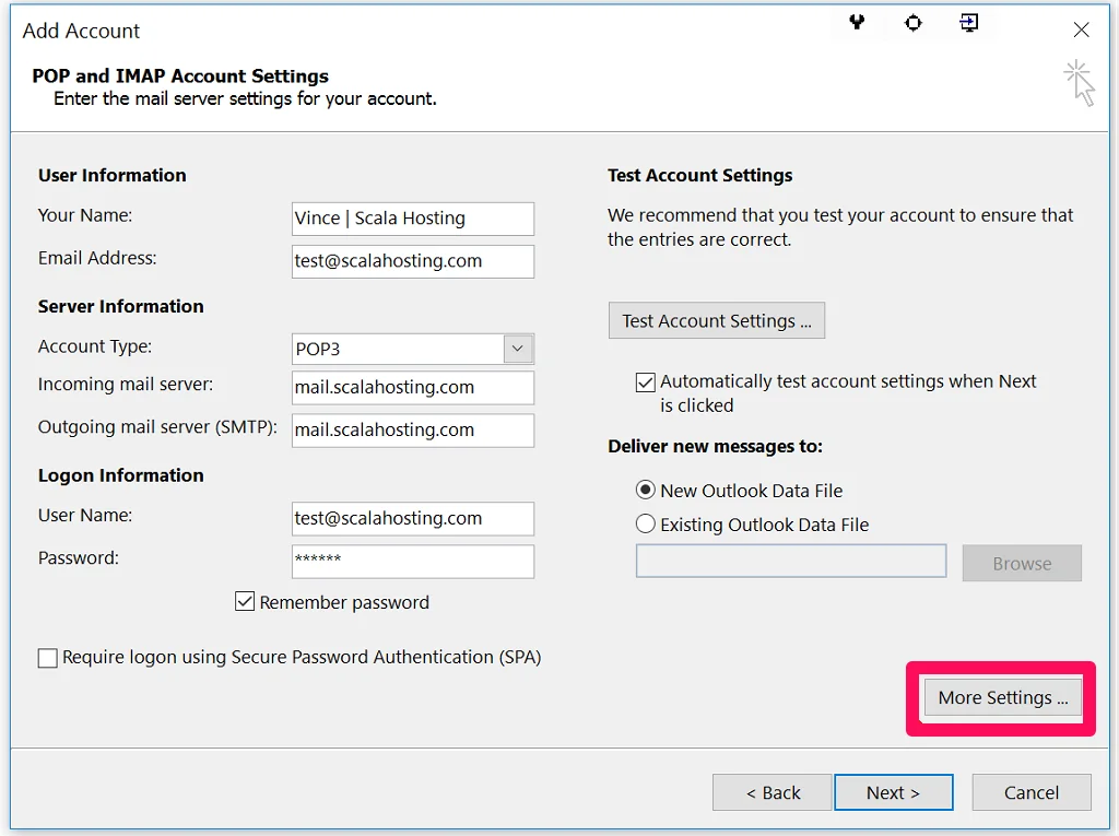 POP Settings Workspace Email Setup Guide, Microsoft Outlook