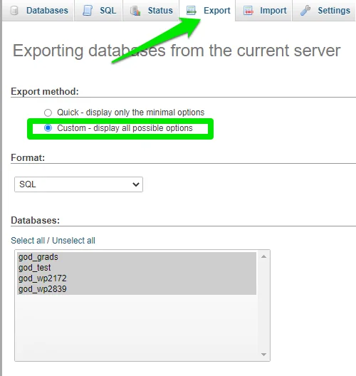 How to Manually Transfer Your Website?, Export Your Database 3