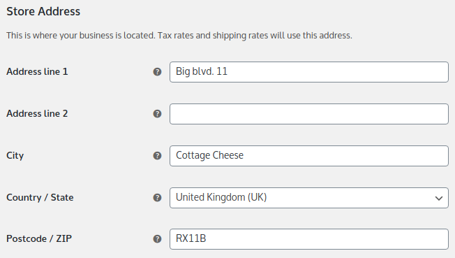 Setting up Your WooCommerce Store, Store Address 