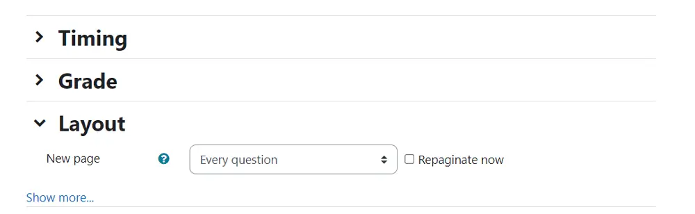 How to Create a Quiz in Moodle, Moodle Quiz Layout