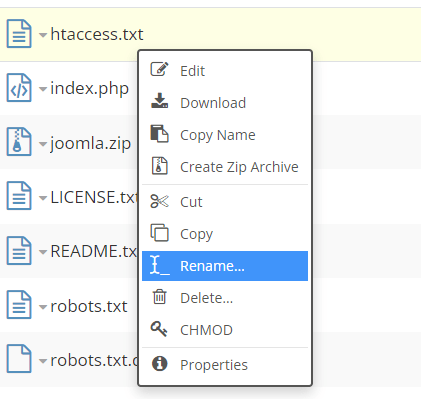 Where Is the .htaccess File in Joomla?, With your hosting account’s File Manager
