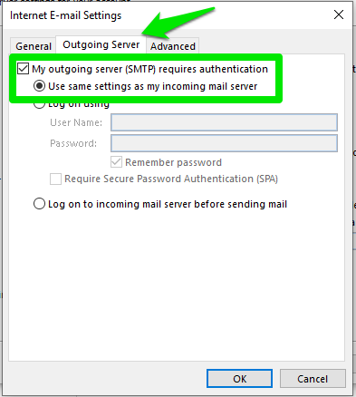 Add Email to Outlook 2016 Manually, Step 4: Configure Internet E-mail Settings