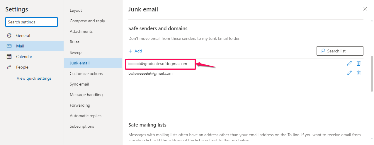 Fix Email Forwarding to Outlook/Hotmail, Add your email address to Safe Senders. 8