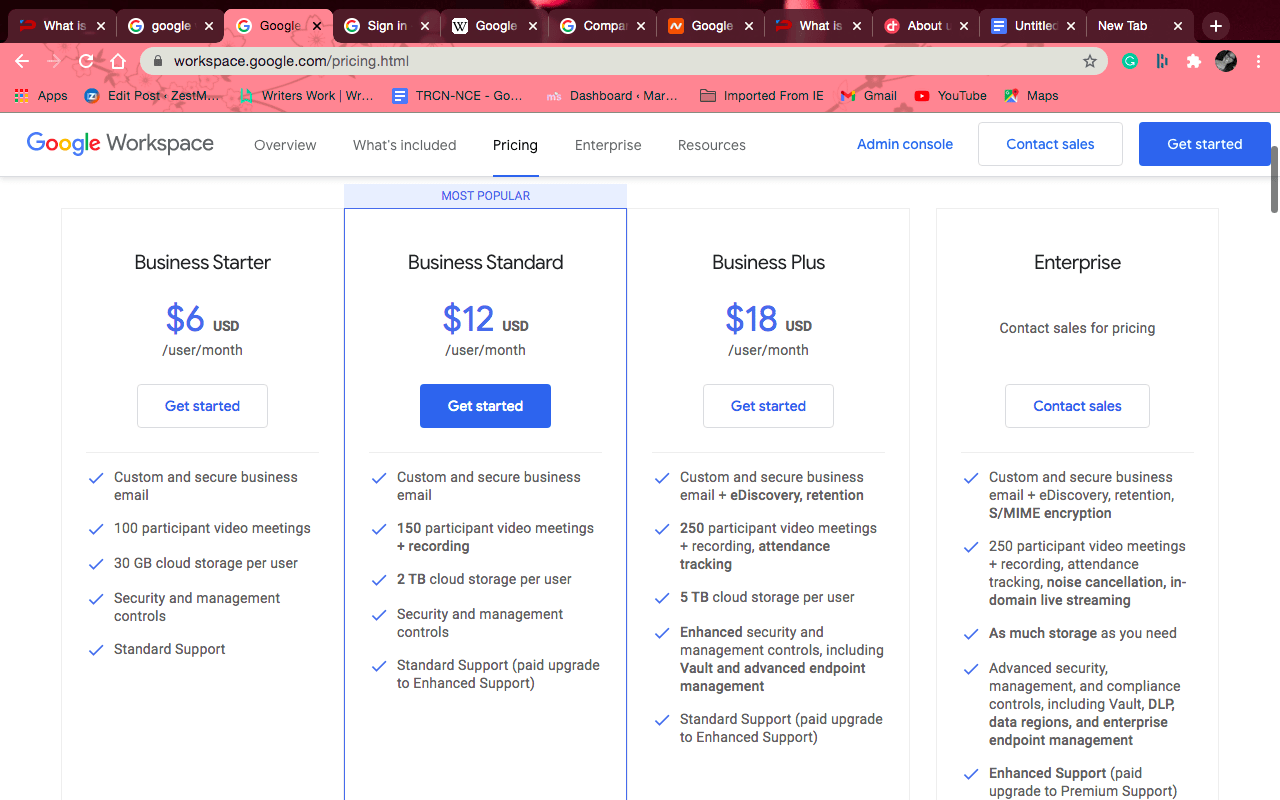 Google Workspace Setup & Features, Google Workspace Pricing 