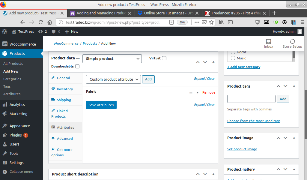 Adding Products to WooCommerce, Creating a Custom Attribute 5