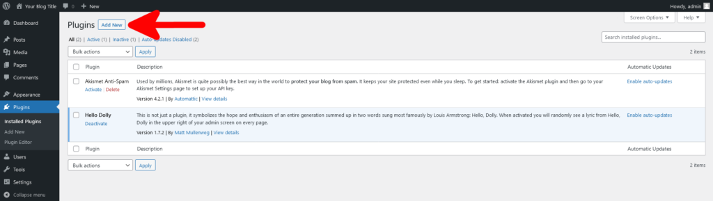 What is a WordPress Plugin?, Installing a WordPress plugin from the official directory