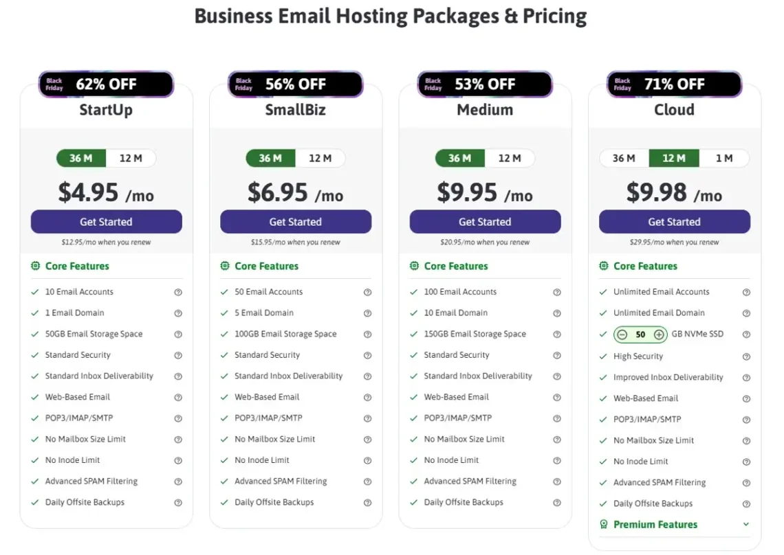 Black Friday Web Hosting 2025, Black Friday Business Email Hosting Deals (Up to 62% Off)