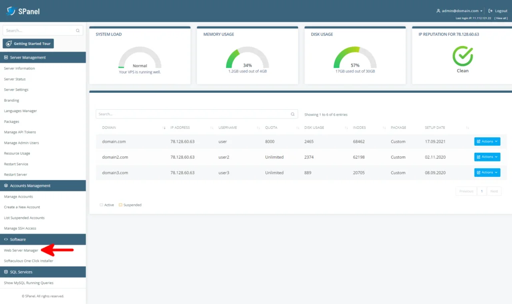 How to Install And Configure OpenLiteSpeed in SPanel, Switching to OpenLiteSpeed in SPanel