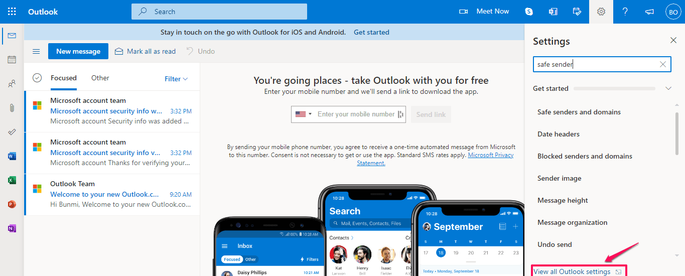 Fix Email Forwarding to Outlook/Hotmail, Add your email address to Safe Senders. 4