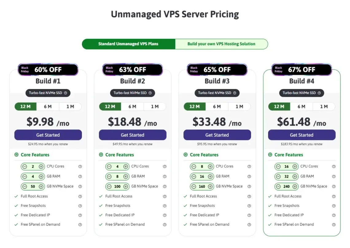 Black Friday Web Hosting 2025, Black Friday Unmanaged Cloud VPS Deals (Up to 67% Off)