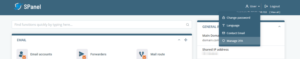 Two-Factor Authentication in SPanel Two-Factor Authentication in SPanel, Enabling 2FA in SPanel 4