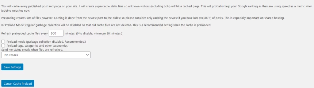 WP Super Cache: Boost WordPress Speed, Preload Mode