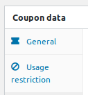 Coupons, Usage Restriction Tab