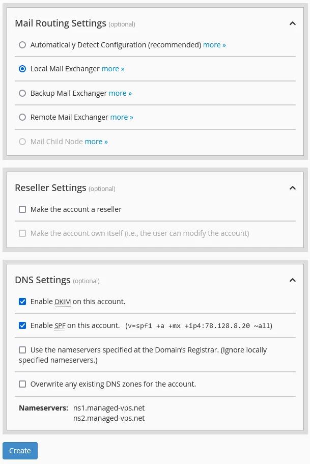 What is WHM (Web Host Manager)?, Creating a new cPanel account 6