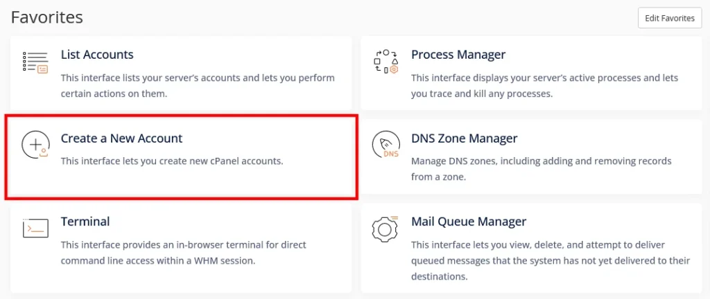What is WHM (Web Host Manager)?, Creating a new cPanel account